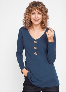 Футболка с линией пуговиц, хлопок Bonprix