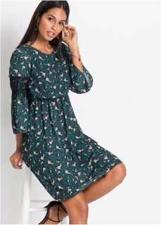 Платье в цветочек и кружевной отделкой Bonprix