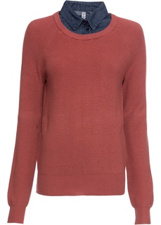 Пуловер 2 в 1 с рубашечным воротником Bonprix