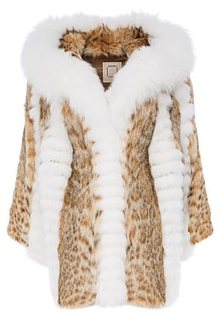 Комбинированная шуба из меха рыси и меха песца Erton