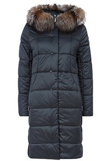 Утепленное пальто с отделкой мехом лисы Laura Bianca