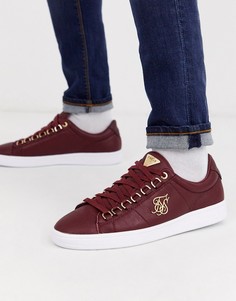 Бордовые кроссовки с золотистым логотипом SikSilk