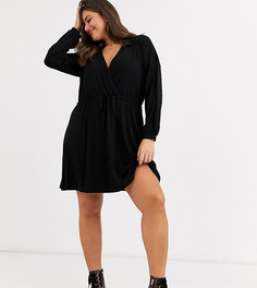 Платье мини с длинными рукавами и запахом ASOS DESIGN Curve