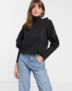 Хлопковый топ с завязкой и широкими манжетами ASOS WHITE