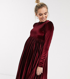 Бархатное платье мини с длинными рукавами ASOS DESIGN Maternity