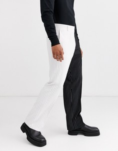 Черно-белые брюки колор блок в тонкую полоску Jaded London