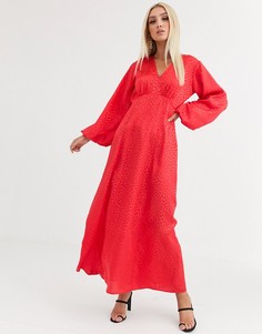 Жаккардовое платье макси с объемными рукавами ASOS DESIGN
