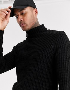 Черная водолазка крупной вязки Bershka