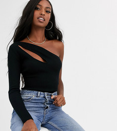 Черное трикотажное боди с вырезом Missguided Tall