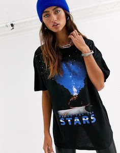 Oversize-футболка с принтом звезд Noisy May