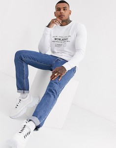 Белый лонгслив с принтом Topman