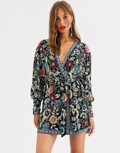 Платье мини с запахом и цветочной отделкой ASOS EDITION