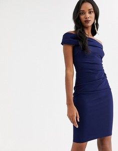 Платье миди с открытыми плечами City Goddess