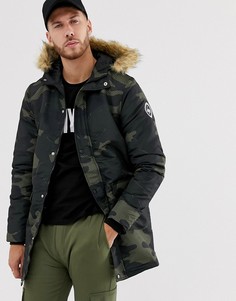 Камуфляжная парка с искусственным мехом на капюшоне Hype