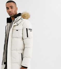 Светло-бежевая дутая парка с искусственным мехом на капюшоне Good For Nothing