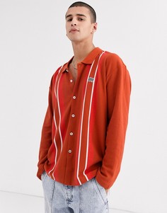 Красное поло в полоску с длинными рукавами Obey