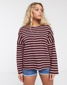 Футболка с длинным рукавом и узором в полоску Monki