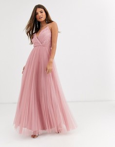 Плиссированное платье макси из тюля на бретелях ASOS DESIGN Fuller Bust