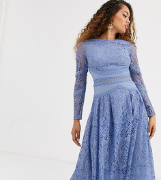 Кружевное платье для выпускного с длинными рукавами ASOS DESIGN Petite