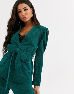 Блейзер с завязкой на талии и блестками от комплекта Rare London