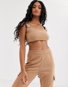 Бежевый кроп-топ от комплекта в рубчик Missguided X Jordan Lipscombe