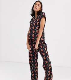 Черная новогодняя пижама с собаками Monki