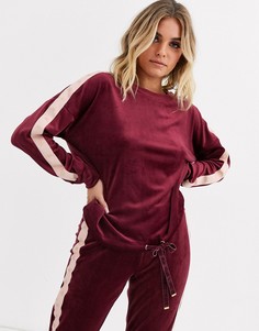 Бордовый велюровый свитшот с капюшоном Hunkemoller