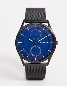 Мужские часы с сетчатым ремешком черного цвета Skagen SKW6450