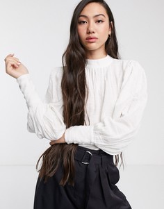 Белая блузка с пышными рукавами Selected Femme