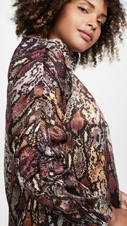 Rebecca Taylor Long Sleeve Snake Mock Top