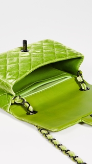 What Goes Around Comes Around Chanel Green Velvet Half Flap Small Crossbody