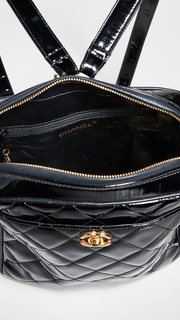 What Goes Around Comes Around Chanel Black Patent Quilted Backpack