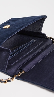 What Goes Around Comes Around Chanel Navy Velvet Wallet