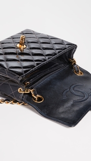 What Goes Around Comes Around Chanel Black Patent Half Flap Mini Bag