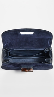 What Goes Around Comes Around Gucci Navy Suede Bamboo Handbag