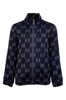 Темно-синяя куртка с орнаментом Gucci Kids