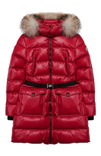 Пуховик с меховой отделкой на капюшоне Moncler Enfant