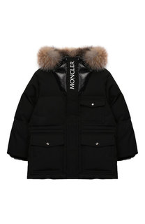 Пуховик с меховой отделкой на капюшоне Moncler Enfant