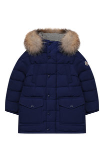 Пуховик с меховой отделкой на капюшоне Moncler Enfant