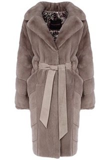 Шуба из аукционного меха норки KOPENHAGEN FUR с поясом Finezza