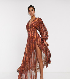 Платье макси со змеиным принтом и пышными рукавами на манжете ASOS DESIGN