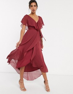 Платье макси с разрезами на рукавах и завязками на плечах ASOS DESIGN
