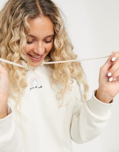 Свободный худи светло-бежевого цвета с логотипом Monki