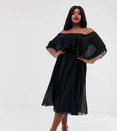 Двухслойное платье-бандо миди ASOS DESIGN Curve