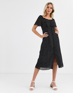 Платье миди в горошек с широким вырезом Glamorous