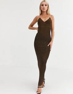 Трикотажное платье макси с эффектом металлик ASOS DESIGN