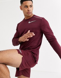 Бордовый топ с длинными рукавами и принтом на груди Nike Running Miler