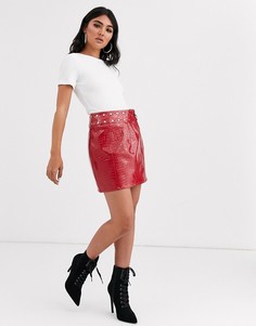 Мини-юбка из искусственной кожи с крокодиловым эффектом ASOS DESIGN
