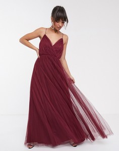 Плиссированное платье макси из тюля на бретельках ASOS DESIGN