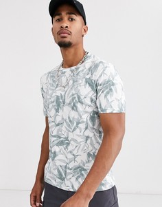 Белая футболка с лиственным принтом Celio